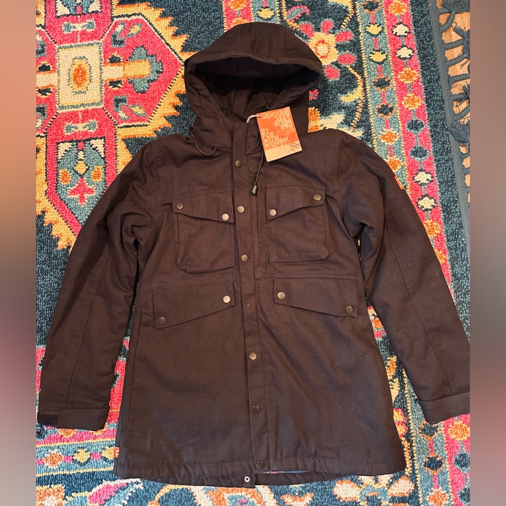 Dovetail Workwear Women’s Kent X Chore Coat size Small Black with Plaid Interior